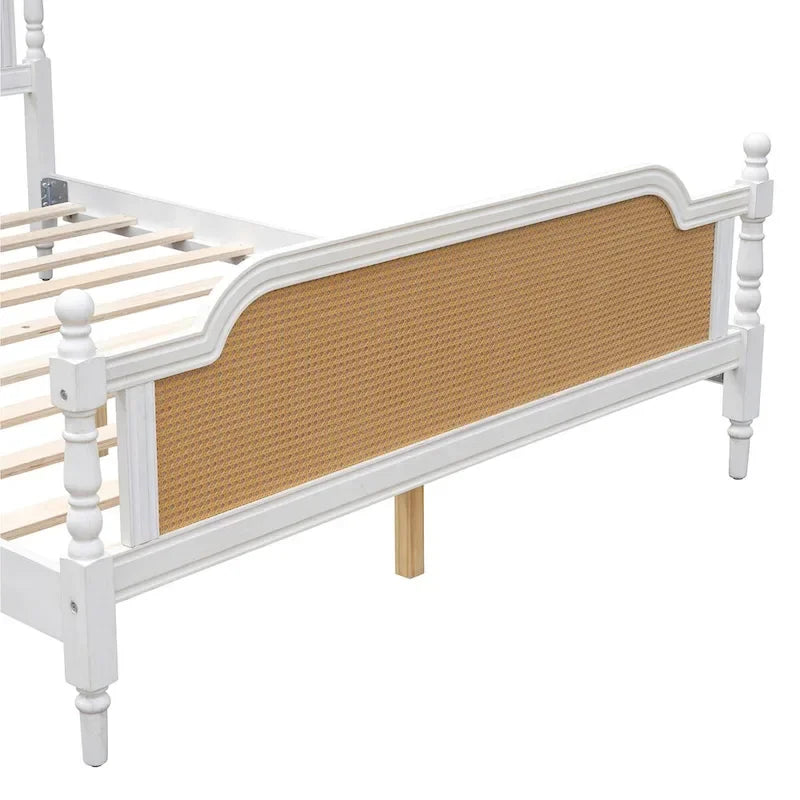 Cadre de lit en rotin de style traditionnel, pas besoin de sommier tapissier