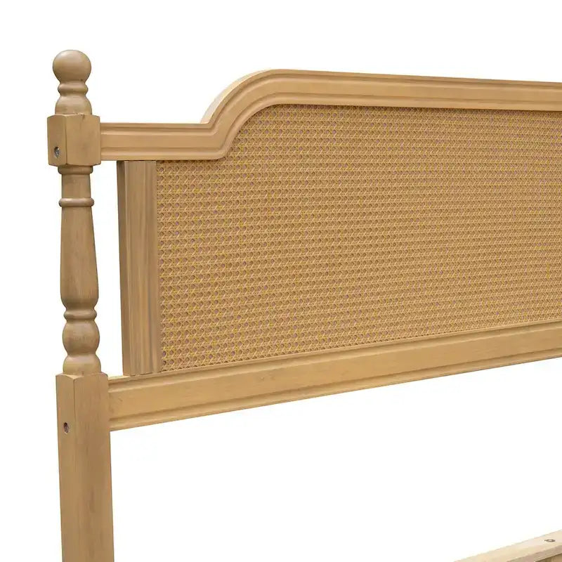 Cadre de lit en rotin de style traditionnel, pas besoin de sommier tapissier