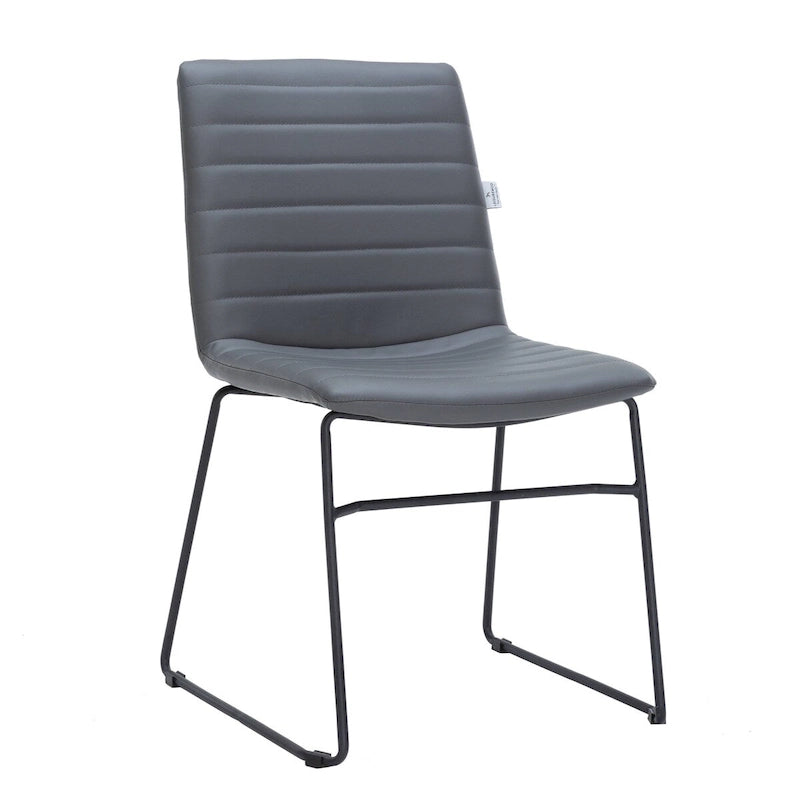 Chaise de bureau en cuir polyester avec piètement en acier inoxydable série Zylar