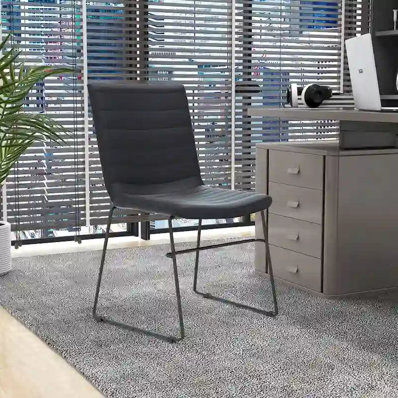 Chaise de bureau en cuir polyester avec piètement en acier inoxydable série Zylar