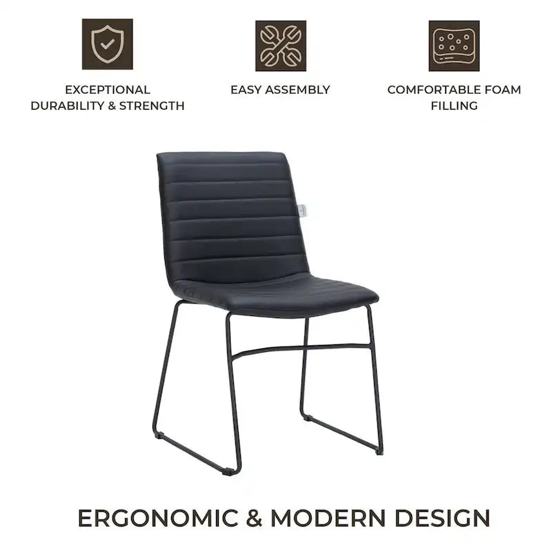 Chaise de bureau en cuir polyester avec piètement en acier inoxydable série Zylar