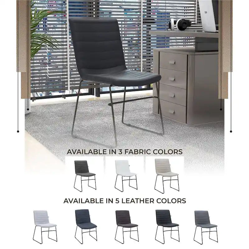Chaise de bureau en cuir polyester avec piètement en acier inoxydable série Zylar