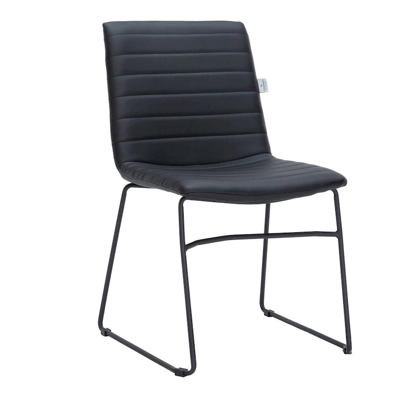 Chaise de bureau en cuir polyester avec piètement en acier inoxydable série Zylar