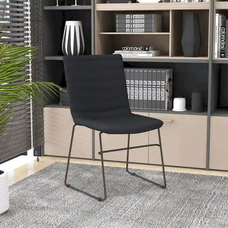 Chaise de bureau en cuir polyester avec piètement en acier inoxydable série Zylar