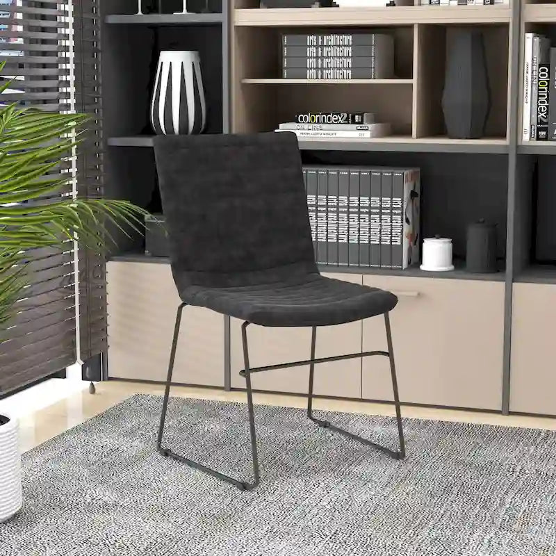 Chaise de bureau en cuir polyester avec piètement en acier inoxydable série Zylar
