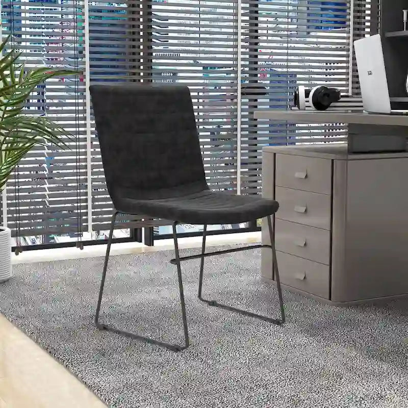 Chaise de bureau en cuir polyester avec piètement en acier inoxydable série Zylar