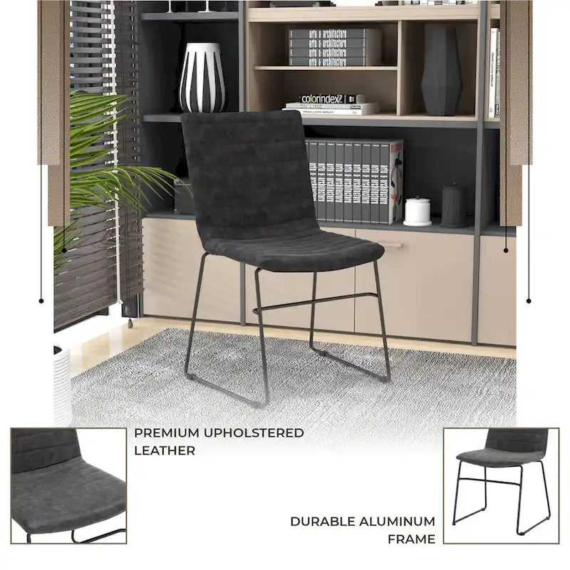 Chaise de bureau en cuir polyester avec piètement en acier inoxydable série Zylar