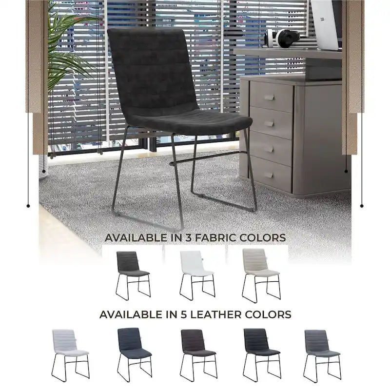 Chaise de bureau en cuir polyester avec piètement en acier inoxydable série Zylar