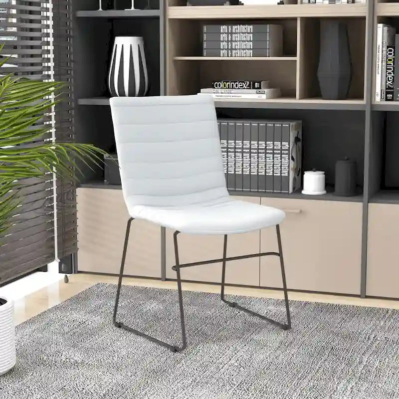 Chaise de bureau en cuir polyester avec piètement en acier inoxydable série Zylar