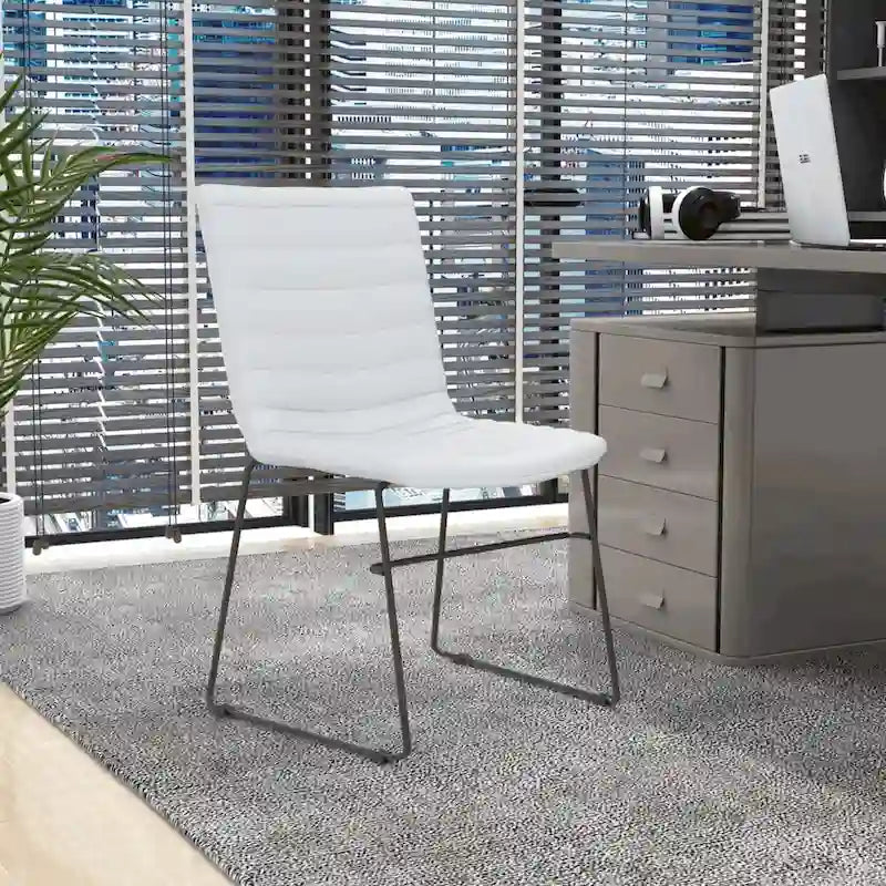 Chaise de bureau en cuir polyester avec piètement en acier inoxydable série Zylar