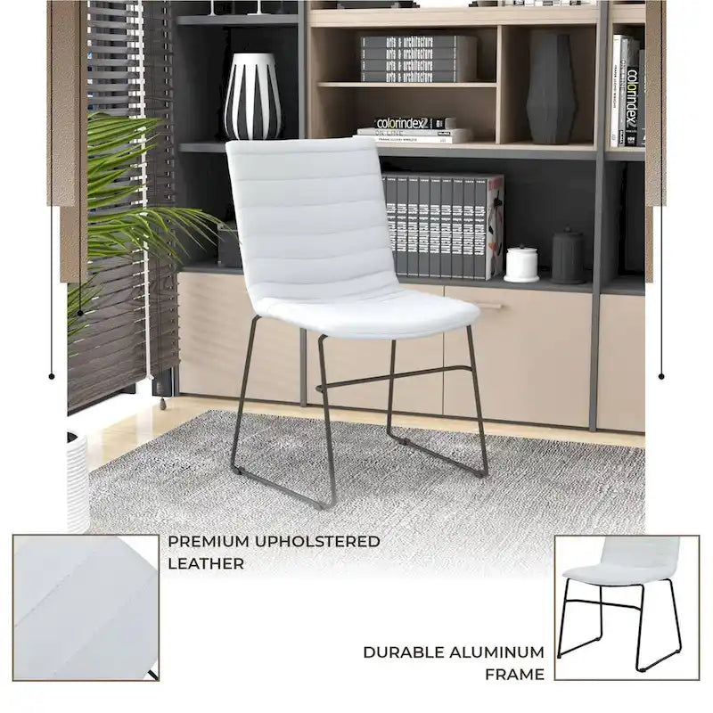 Chaise de bureau en cuir polyester avec piètement en acier inoxydable série Zylar
