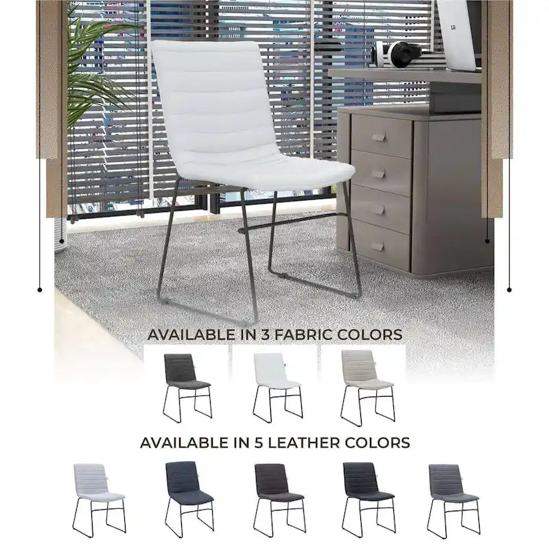 Chaise de bureau en cuir polyester avec piètement en acier inoxydable série Zylar