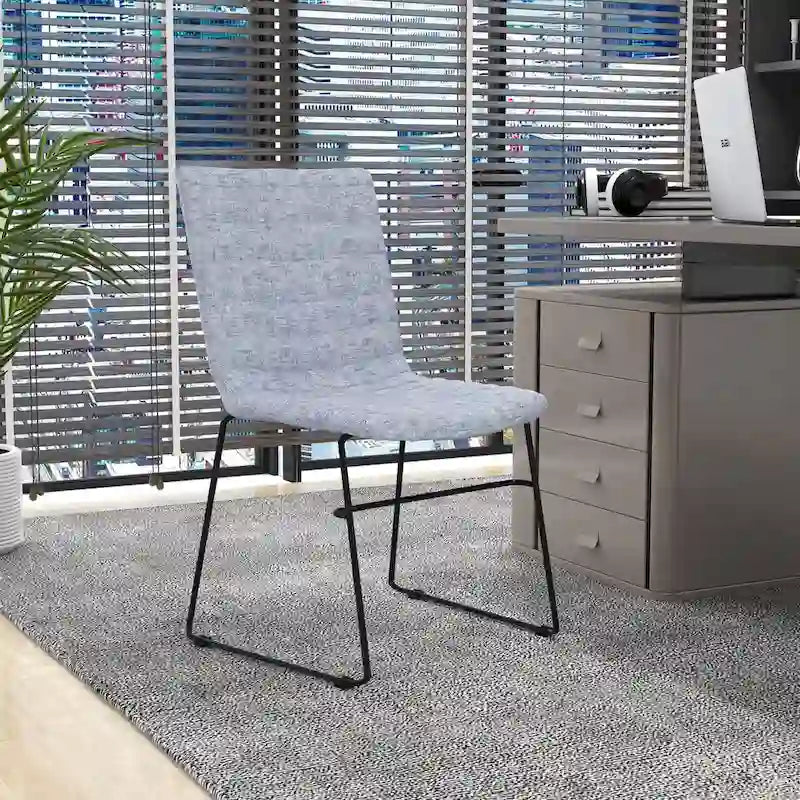 Chaise de bureau en cuir polyester avec piètement en acier inoxydable série Zylar