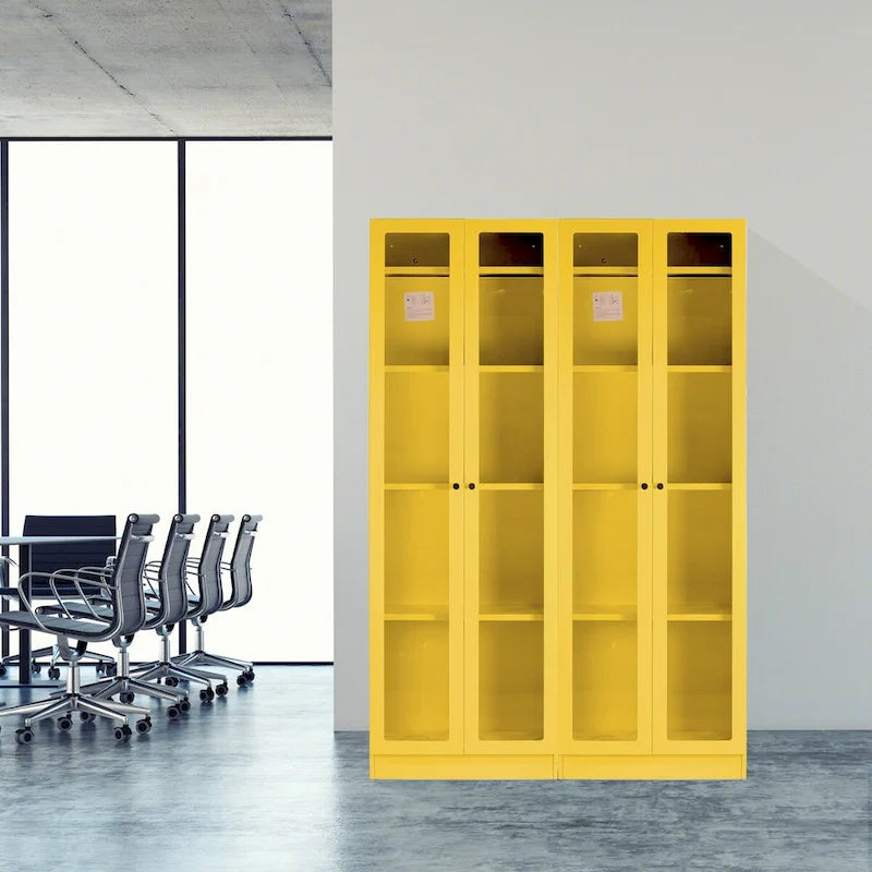 Meuble en métal Avidan jaune de 70 pouces avec portes françaises