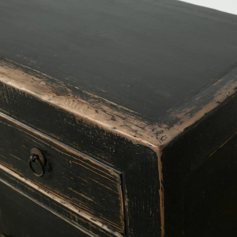 Meuble à deux tiroirs noir vieilli 39x18x35H