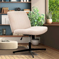 Chaise de bureau jambes croisées, Chaise de bureau large et confortable, Sans roulettes, Sans accoudoirs, pivotante et réglable en hauteur