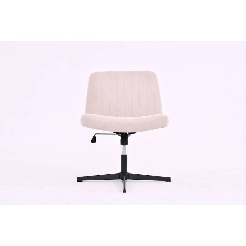 Chaise de bureau jambes croisées, Chaise de bureau large et confortable, Sans roulettes, Sans accoudoirs, pivotante et réglable en hauteur