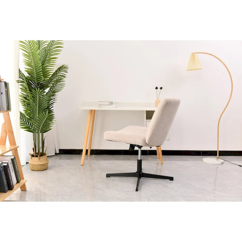Chaise de bureau jambes croisées, Chaise de bureau large et confortable, Sans roulettes, Sans accoudoirs, pivotante et réglable en hauteur