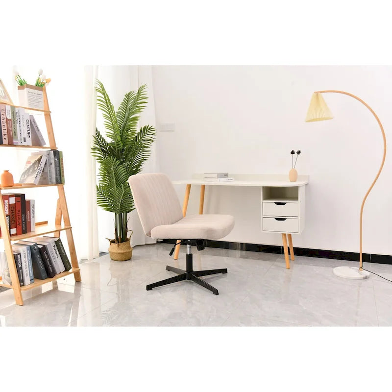 Chaise de bureau jambes croisées, Chaise de bureau large et confortable, Sans roulettes, Sans accoudoirs, pivotante et réglable en hauteur