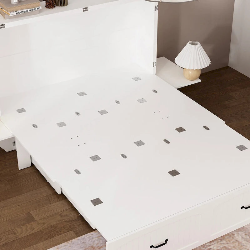 Lit escamotable compact avec armoire de rangement, idéal pour les appartements