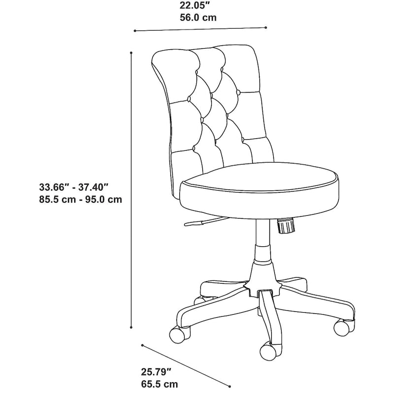 Chaise de bureau capitonnée mi-hauteur Bush Business Furniture Arden Lane