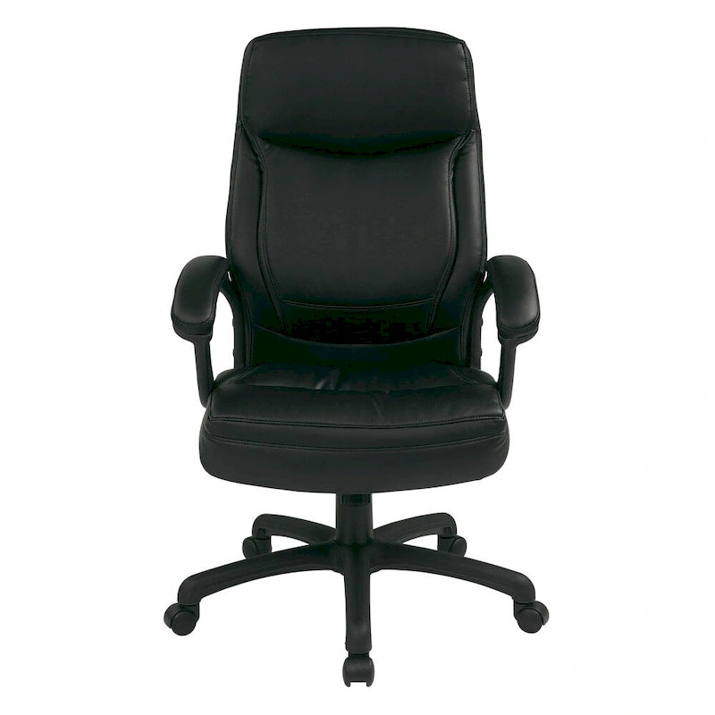 Chaise de direction ergonomique haute en éco-cuir noir Work Smart