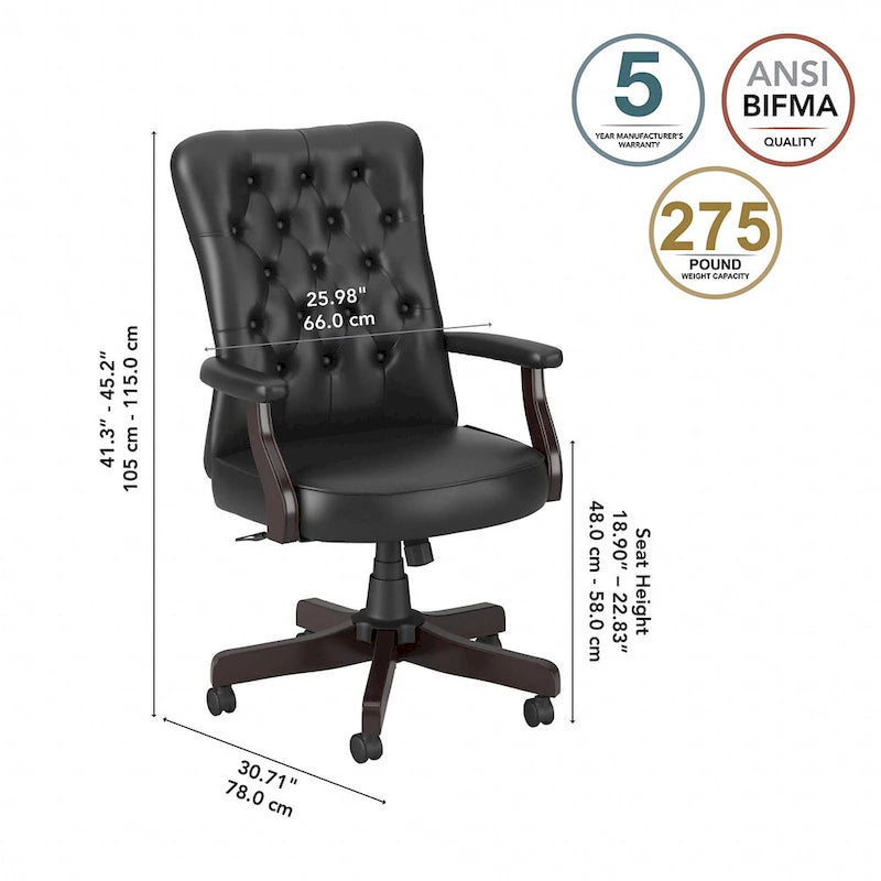 Chaise de bureau à dossier haut Arden Lane avec accoudoirs de Bush Business Furniture