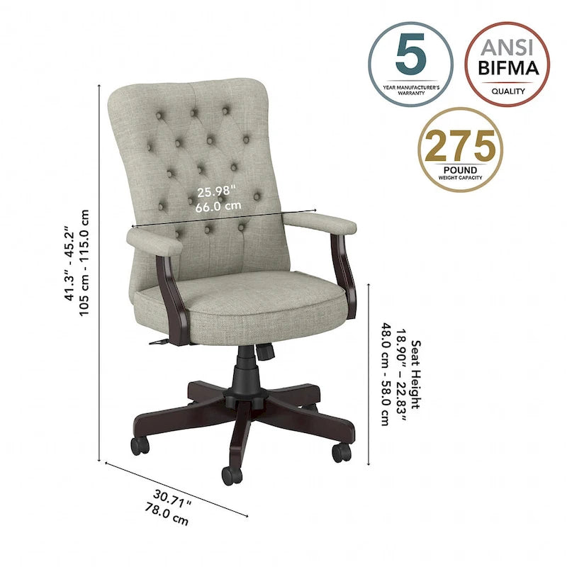 Chaise de bureau à dossier haut Arden Lane avec accoudoirs de Bush Business Furniture