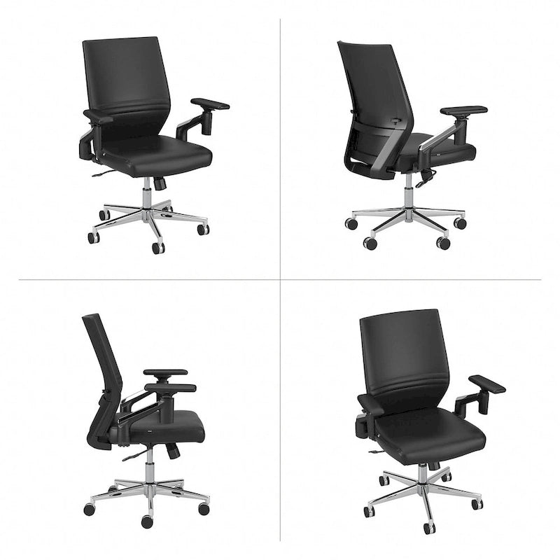 Fauteuil de bureau en cuir à dossier mi-haut Cabot de Bush Furniture