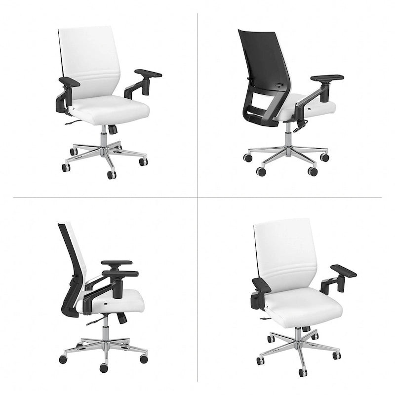 Fauteuil de bureau en cuir à dossier mi-haut Cabot de Bush Furniture