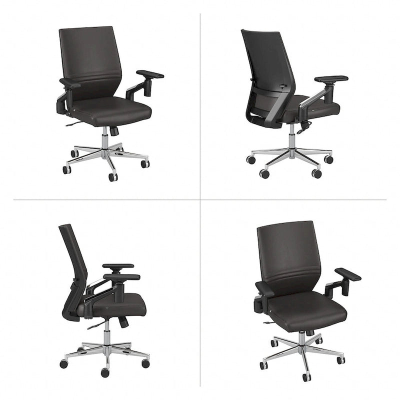 Fauteuil de bureau en cuir à dossier mi-haut Cabot de Bush Furniture