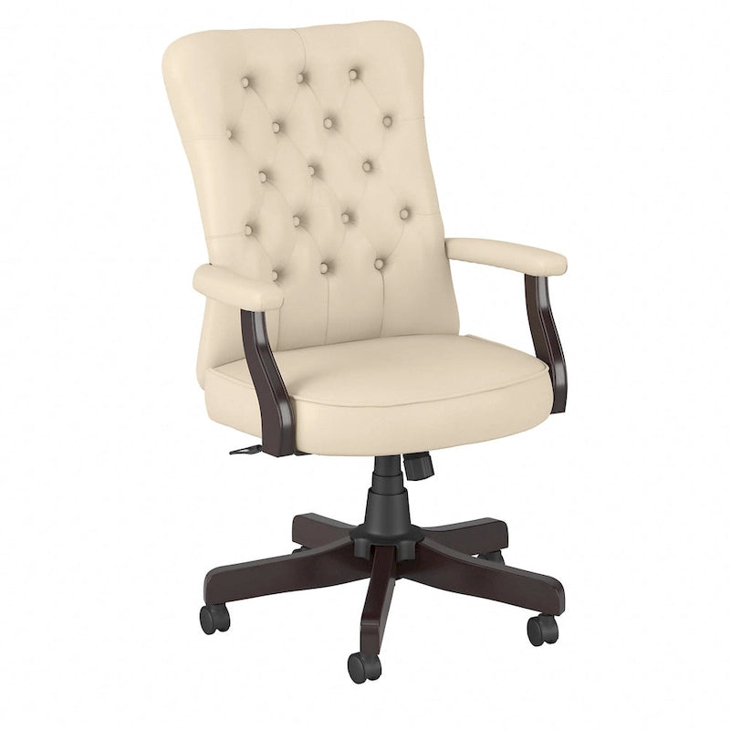 Fauteuil de bureau capitonné à dossier haut Cabot avec accoudoirs de Bush Furniture