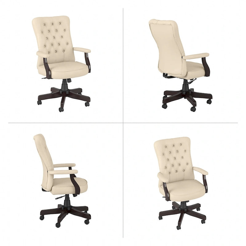 Fauteuil de bureau capitonné à dossier haut Cabot avec accoudoirs de Bush Furniture