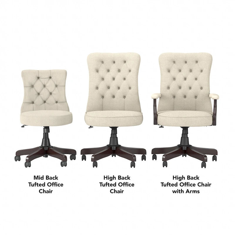 Fauteuil de bureau capitonné à dossier haut Cabot avec accoudoirs de Bush Furniture